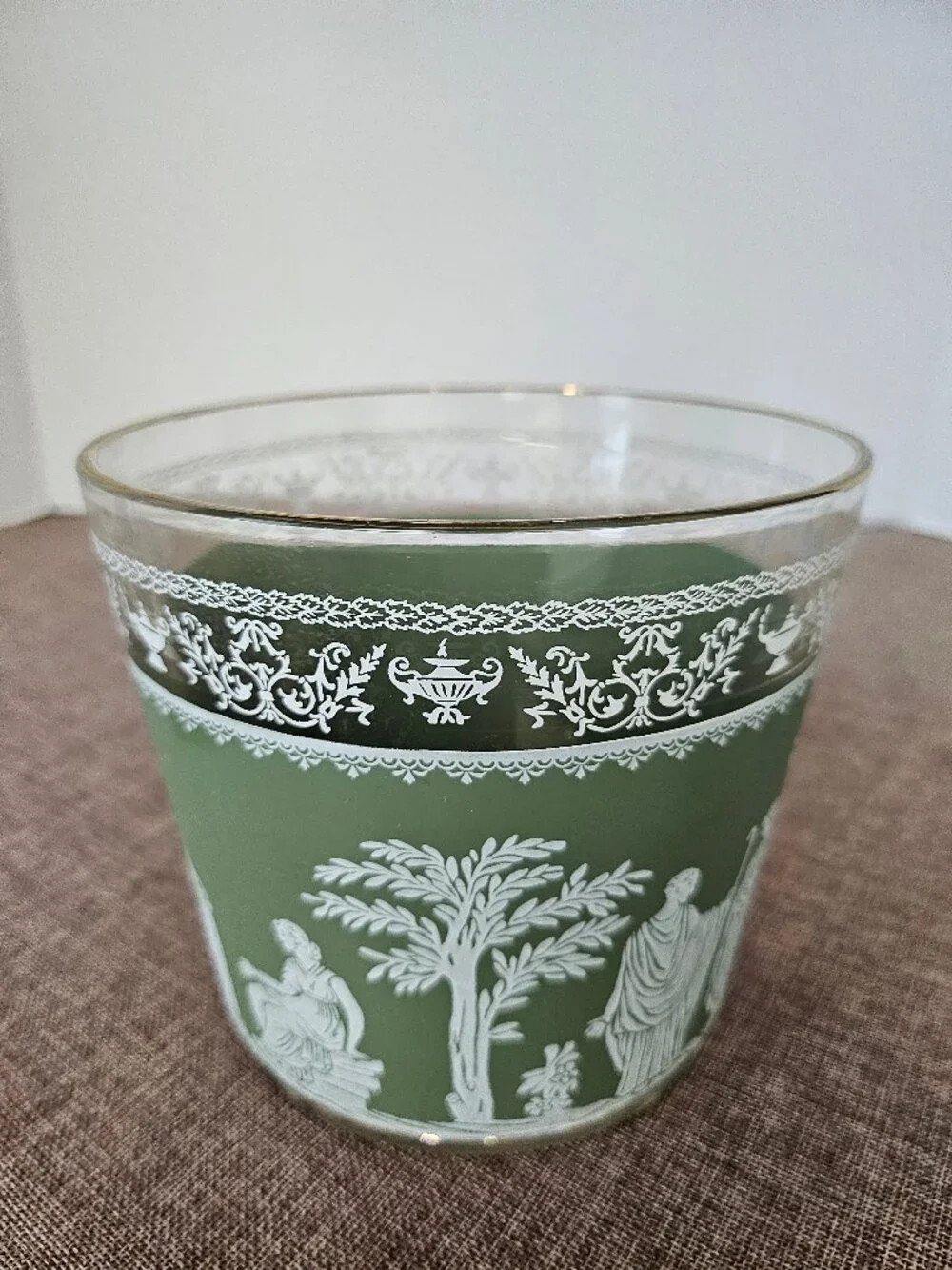 Jeannette Hellenic Vintage Wedgewood Green Greek Jasper Wear Style Ice Bucket